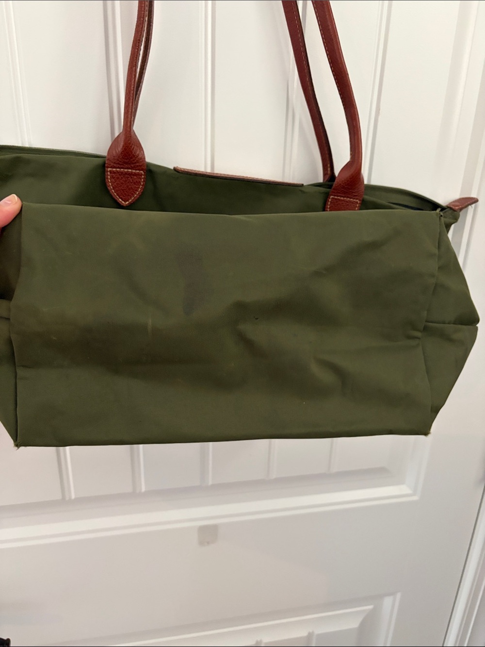 Longchamp Le Pliage Tote with Brown Leather Trim - Picture 3 of 6